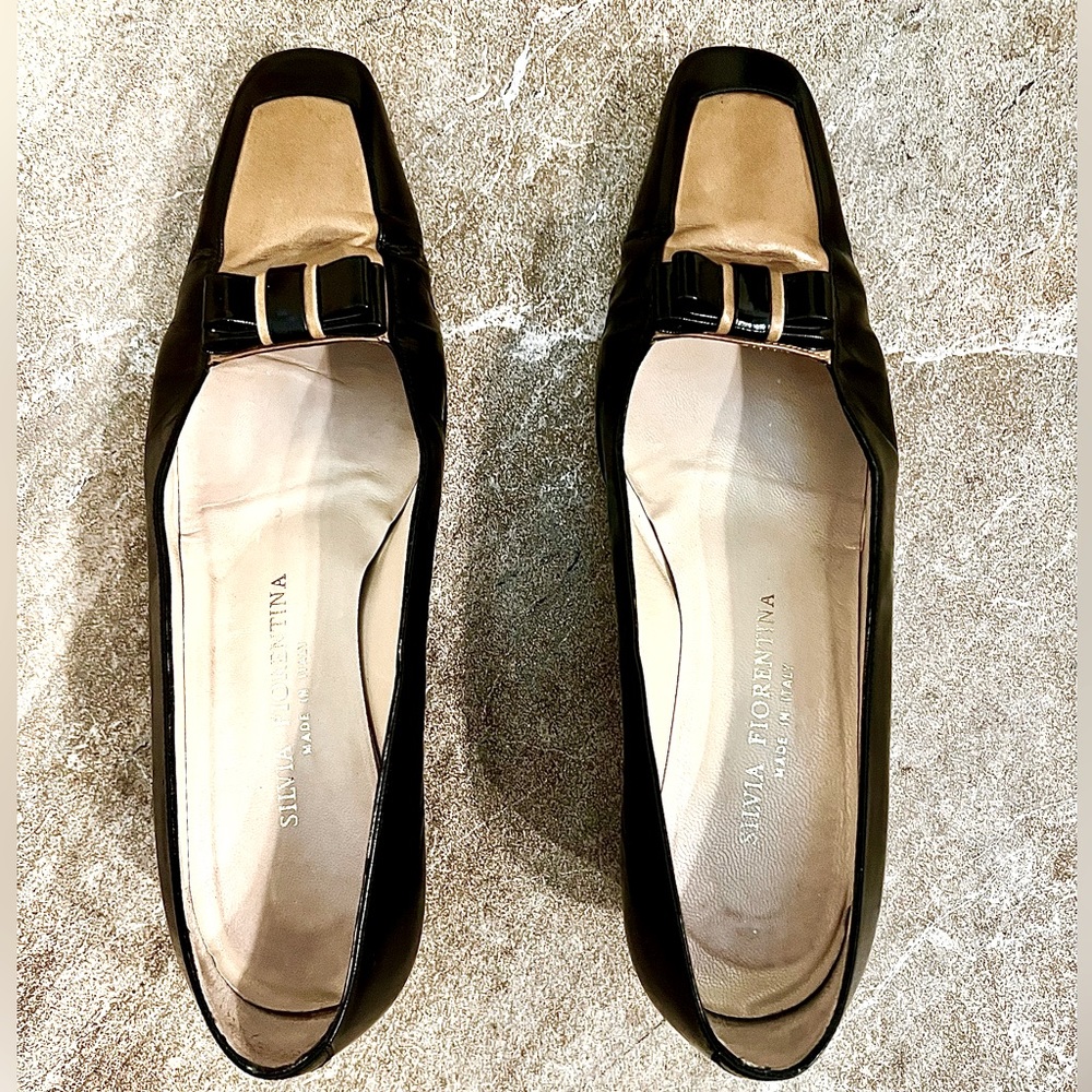 Silvia Fiorentina Black & Tan Pumps w/ Bow Size 8
